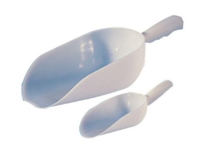 Lopatka na pevné a sypké vzorky z HDPE – potravinárska, zaoblené dno – Lamaplast (Objem 1500 ml)