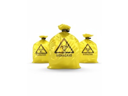 Odpadové vrecká BIOHAZARD na nebezpečný odpad, žlté, PP, so sterilizačným indikátorom | Ratiolab (Typ vreca 91 l; 700 x 1100 mm; 50 μm; 75 ks)