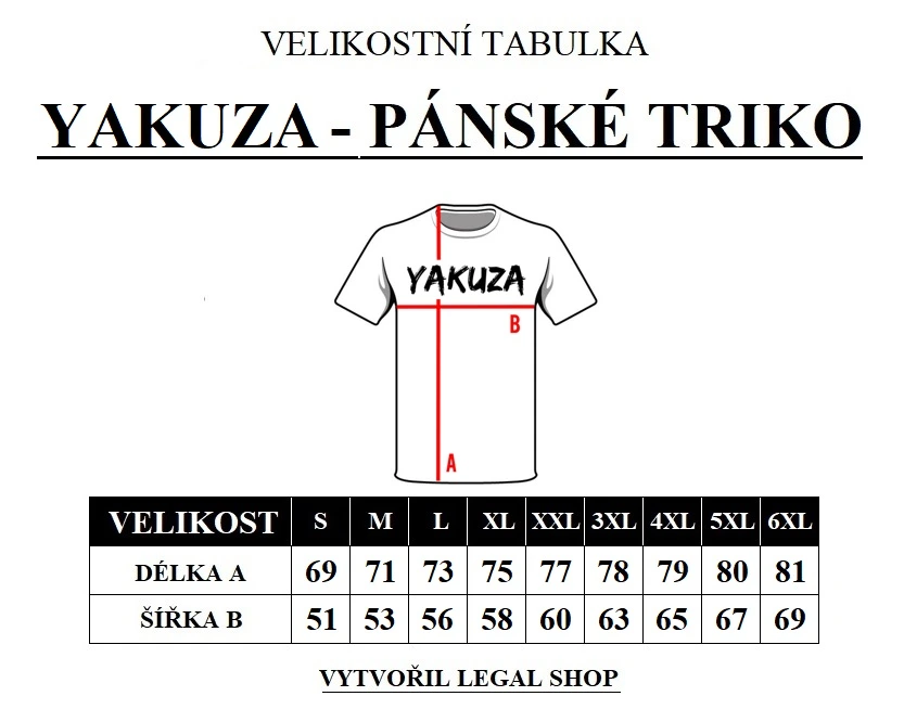 Velikostní tabulka Yakuza