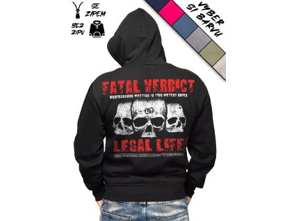 Pánská mikina LEGAL LIFE Fatal Verdict (Se zipem/Bez zipu Černá se zipem, Velikosti 3XL)