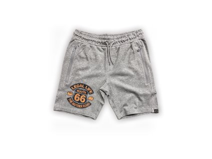 Pánské teplákové kraťasy LEGAL LIFE Route 66 grey melange (Velikost 3XL)