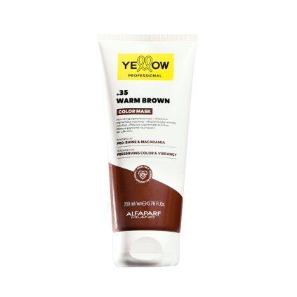 COLOR MASK .35  WARM BROWN 200 ml - Vyživující maska s barevným pigmentem - teplá hnědá - YELLOW PROFESSIONAL