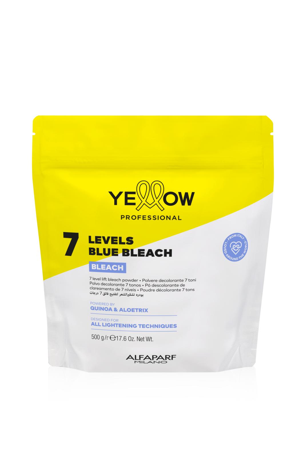 Yellow Professional Alfaparf 7 LEVELS BLUE BLEACH 500g - Světle modrý melírovací/odbarvovací prášek, zesvětlí až o 7 tónů - YELLOW PROFESSIONAL