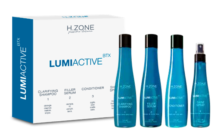 Výhodné balení - Výplňové ošetření s mořskou termální vodou, kyselinou hyaluronovou a keratinem - HZONE - LUMIACTIVE SET
