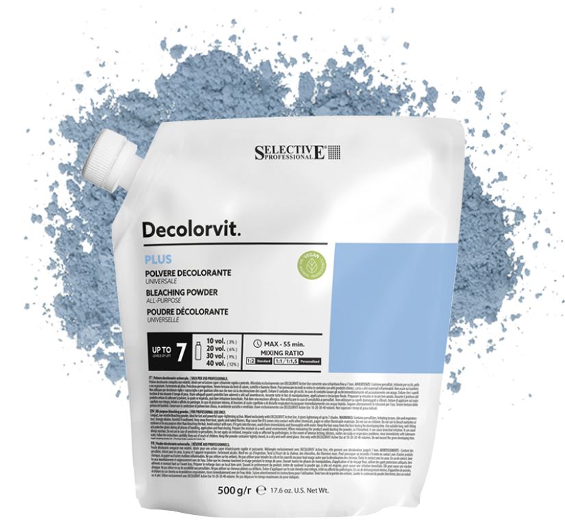 DECOLORVIT PLUS 500g - Univerzální modrý melírovací/odbarvovací prášek, až o 7 tónů