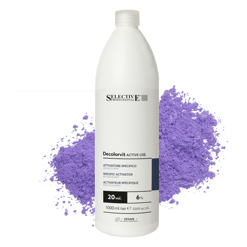 DECOLORVIT ACTIVE USE 6% 1000ml - Oxidační emulze pro maximální výkon přípravků z řady Decolorvit - práškových melírů/odbarvovačů