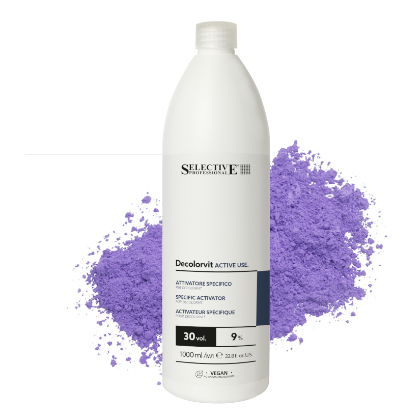 DECOLORVIT ACTIVE USE 9% 1000 ml - Oxidační emulze pro maximální výkon přípravků z řady Decolorvit - práškových melírů/odbarvovačů