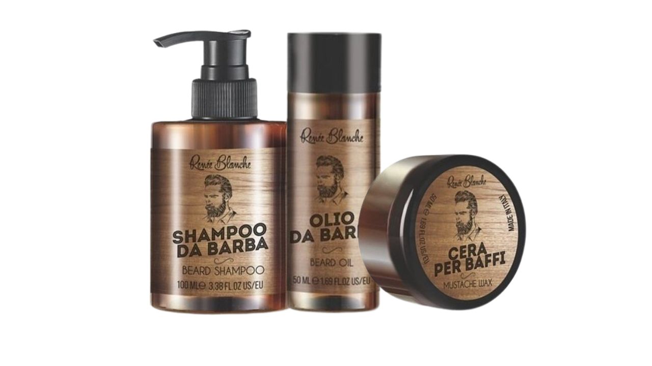 Výhodný set na vousy a knír + dárek (šampon, olej a vosk) - RENÉE BLANCHE - BEARD LINE