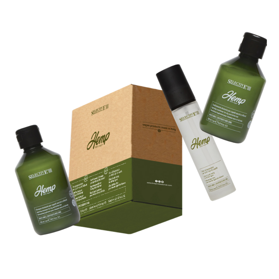 Sada pro suché a lámavé vlasy - HEMP CLASSIC KIT 100% vegan - šampon 250 ml + kondicionér 200 ml + elixír 50 ml