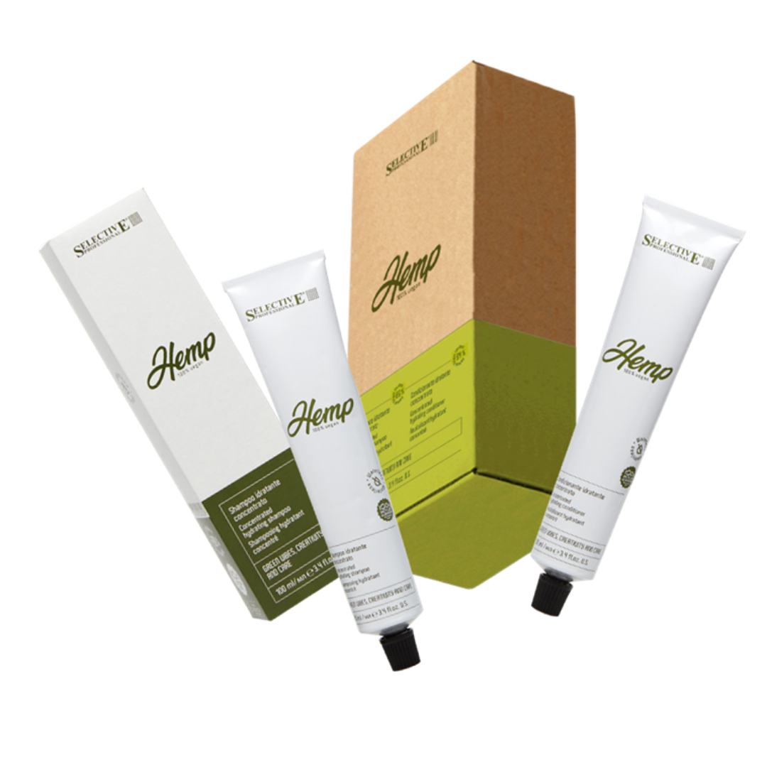 Selective Professional Hydratační sada bez obsahu vody - HEMP WATERLESS KIT 100% vegan - koncentrovaný šampon 100 ml + koncentrovaný kondicionér 100 ml