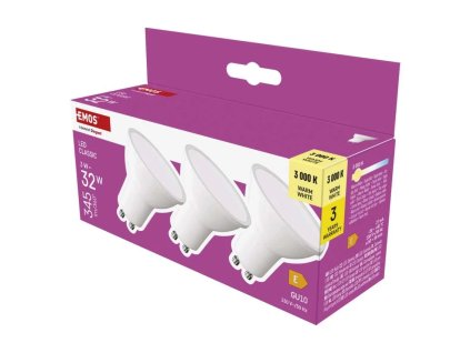 EMOS Classic LED žárovka MR16 / GU10 / 3 W / 345 lm / teplá bílá