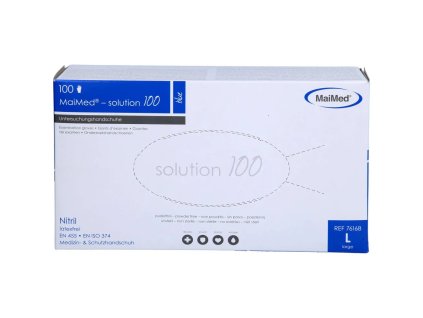 MaiMed solution100 modré nitrilové rukavice, nesterilní, bez pudru, velikost L, 100 ks