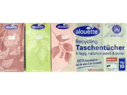 ALOUETTE Recyklační ekologické kapesníky 4vrstvé, 15x10 ks