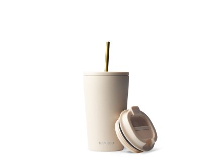 mameido thermobecher 470ml ivory beige straw lid