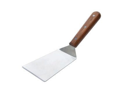 Široká nerezová obracečka s dřevěnou rukojetí (27 cm)