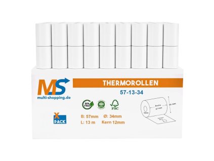 thermorollen 57mm x 13m x 12mm bonrollen kassenrollen