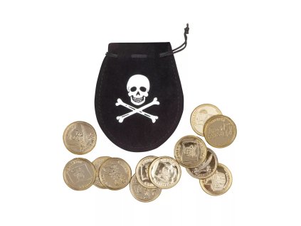 Pirátský měšec s mincemi černý