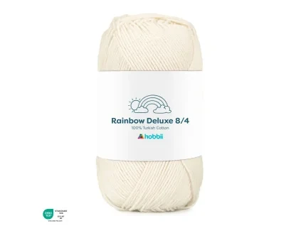 Hobbii Rainbow Deluxe 8/4 Cream 03 Bavlněná příze 50 g