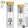 amapodo Teeflasche mit Sieb to go 400ml doppelwandig Bambus Deckel Verpackung scaled