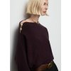Mango Svetr s asymetrickým výstřihem a ozdobnými knoflíky – vínový, vel. M