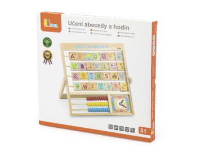 Dřevěná abeceda a hodiny v českém jazyce