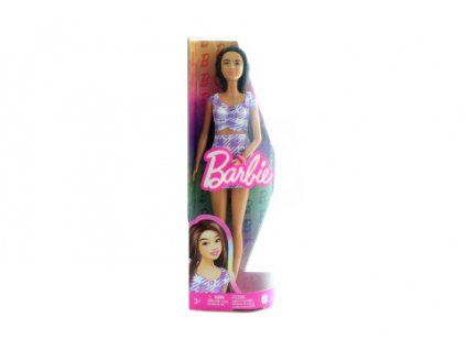 Barbie Modelka-fialkové kostkované šaty HPF75