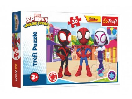 Puzzle Dobrodružství Spideyho a přátel 27x20cm 30 dílků v krabičce 21x14x4cm