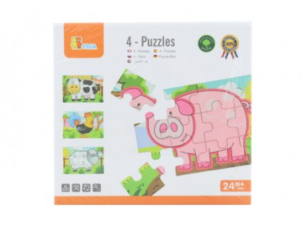 Dřevěné puzzle - farma