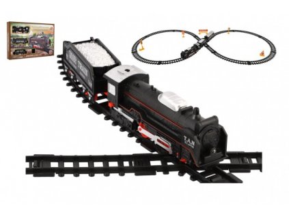 Vlak/Lokomotiva + 2 vagóny s kolejemi 23ks plast na baterie se světlem