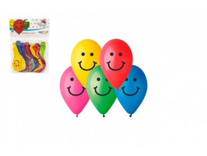 Balonek/Balonky nafukovací 9" potisk Smile 10cm 10ks v sáčku karneval