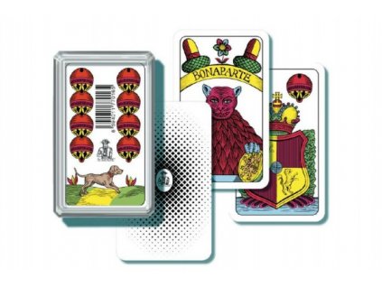 Mariáš jednohlavý společenská hra karty v plastové krabičce 6,5x10,5x2cm