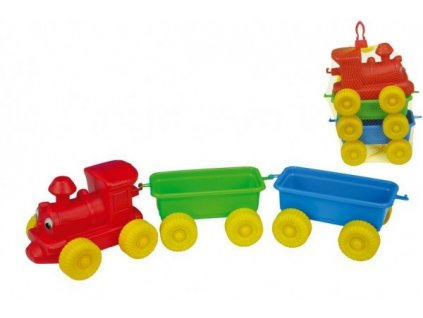 Vlak + 2 vagóny plast 60cm v síťce