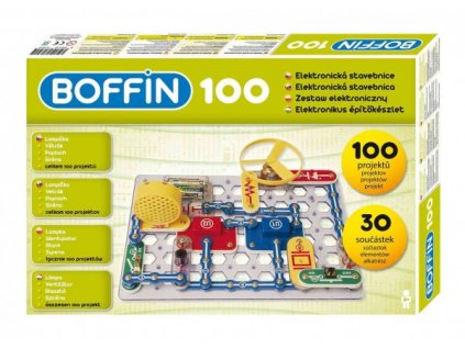 Stavebnice Boffin 100 elektronická 100 projektů na baterie 30ks v krabici 38x25x5cm
