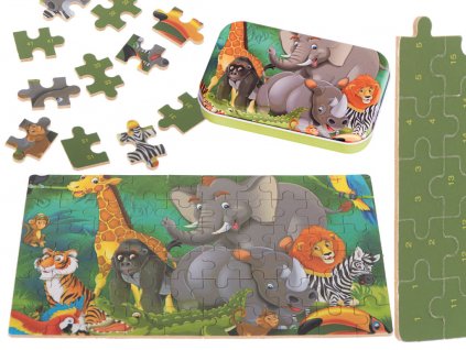 Dřevěné pohádkové puzzle slon 60el