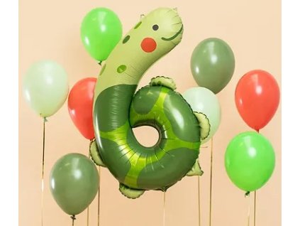 Fóliový narozeninový balónek číslo "6" - Želva 75x96 cm