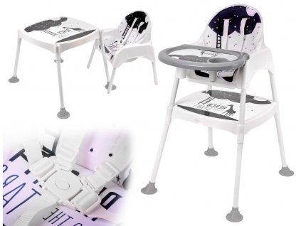 Starlight Dětská jídelní židlička - 3v1 - stůl a židle - Hvězdy