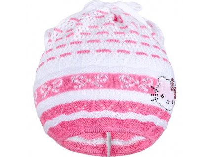 Pletená čepička-šátek New Baby kočička růžová
