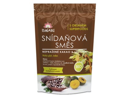 Raňajková zmes nepražené kakao lucuma 300g raw bio Iswari