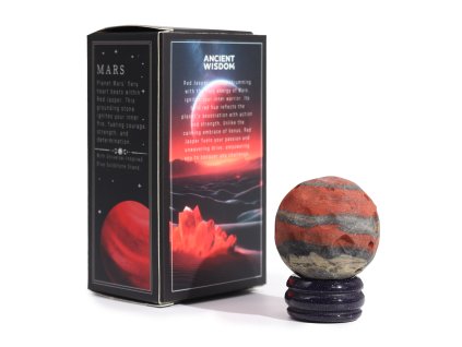 AWM Červený jaspis na solárním stojanu ze zlatého kamene - Mars 40 mm 1 ks