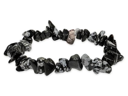 Obsidian Snowflake chips bracelet 19cm Bracelets Minéraux Bijoux Bracelets Chips