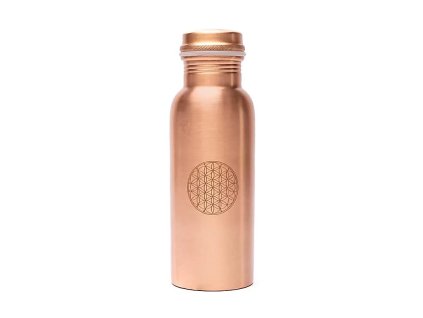 Měděná láhev Yogi & Yogini Flower of Life s gravírováním 500 ml