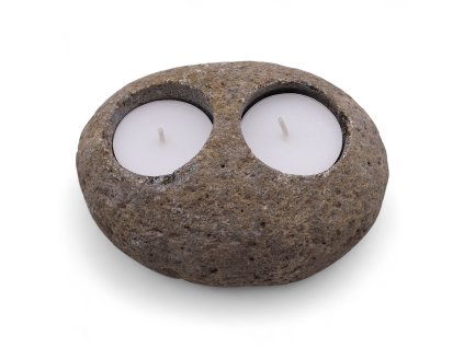 AWM Svícen z Přírodního říčního kamene - Dvě svíčky 1ks