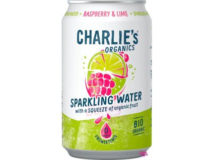 Charlie's Organics sýtená pitná voda s malinovou a limetkovou šťavou 330 ml