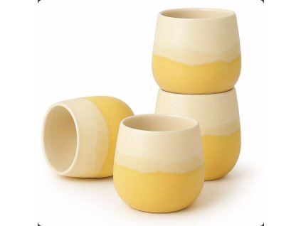 Japanese ceramic teacup set Fuji Yellow (4 pieces)