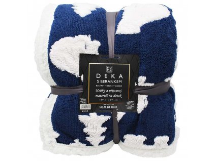 HOME ELEMENTS Beránková deka zimní vzor modrá 150 x 200 cm 1 ks