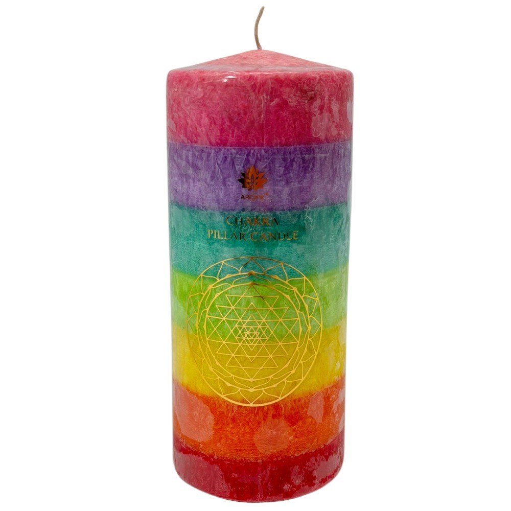 ARÔME Svieca čakra stĺpová, bez vône, 7 farieb 460 g