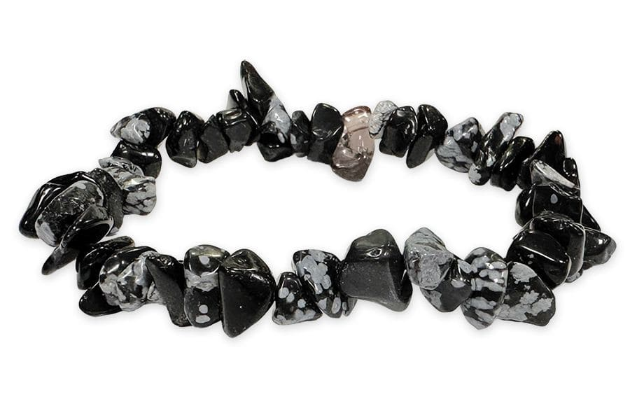 Obsidiánový náramok so snehovými vločkami 19cm 1ks