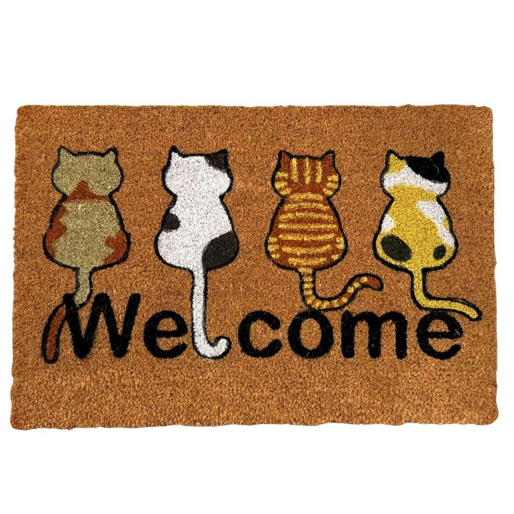 HOME ELEMENTS Rohož z kokosových vláken, Welcome Kočky, 40x60 cm 1ks