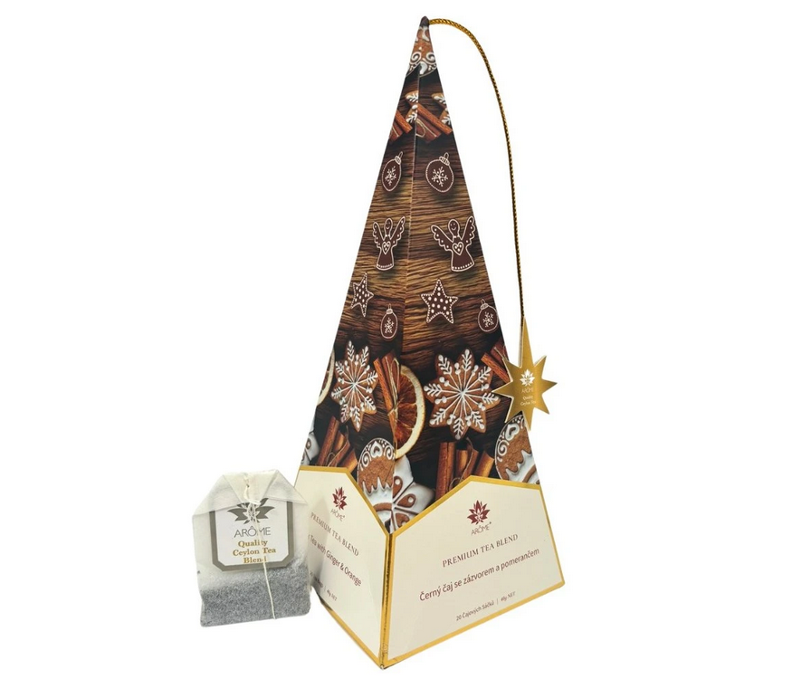 ARÔME Čaj v pyramíde, čierny s pomarančom a zázvorom, Perníčky, 20ks