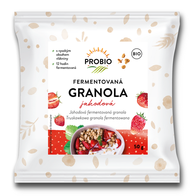 PROBIO Müsli chrumkavé - granola fermentovaná jahodová BIO 50 g